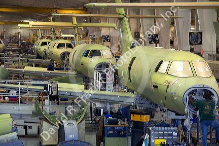 Assembly line of the Beechcraft factory in Wichita, Kansas.