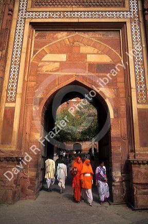 Muslims at the Red Fort in Old Delhi, India.