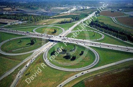 Freeway interchange, Interstate 70 near St. Louis, Missouri.