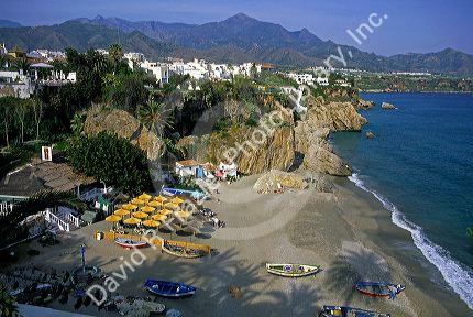 A beach scene in Nerja, Spain.