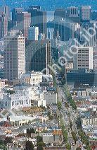 A view from twin peaks down Market Street in San Francisco, California.