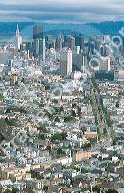 A view from twin peaks down Market Street in San Francisco, California.