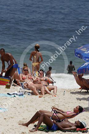 Visitors at the Ipanema Beach in Rio de Janeiro, Brazil.