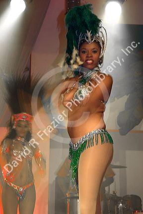 Brazilian women from a Samba dance school perform at a nightclub in Sao Paulo, Brazil.