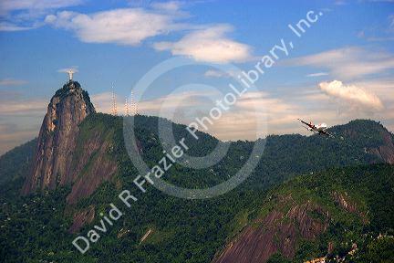 Airliner landing at Rio de Janeiro, Brazil.