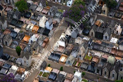 Aerial view of a cemetery in Sao Paulo, Brazil.