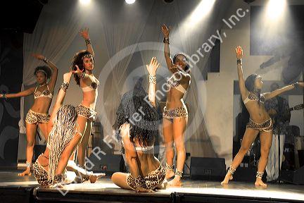 Dancers from a Samba school at a nightclub in Sao Paulo, Brazil.