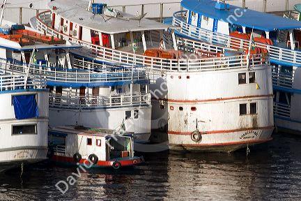 Amazon river boats docked at Manaus, Brazil.