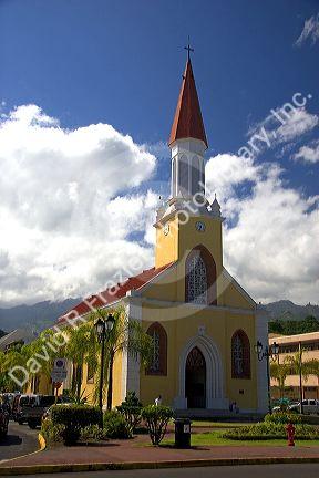 Cathedral de Notre Dame, a catholic church in Papeete on the island of Tahiti.
