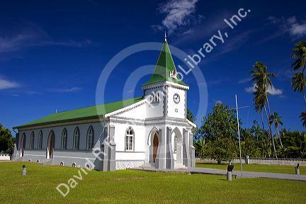 Protestant church on the island of Morea, French Polynesia.