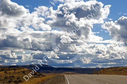 Spring clouds over U.S. 95 north of Jordan Valley, Oregon.