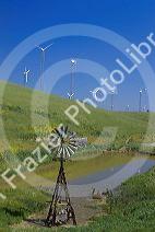 Old and new windmills near Stockton,  California.