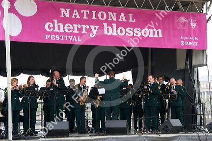 A band plays during the Cherry Blossom Festival in Washington, D.C.