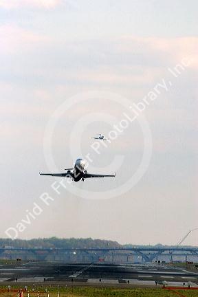 Airliner at take off from Washington Reagan airport.