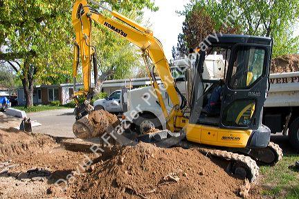 Track mounted backhoe on a construction project in Boise, Idaho.