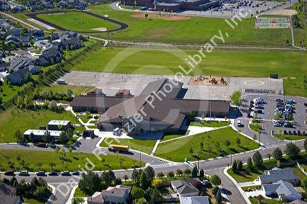 Aerial view of Trail Wind Elementary School in Boise, Idaho.