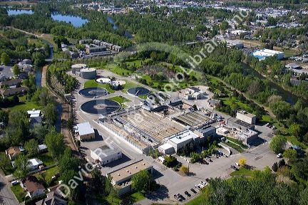 Aerial view of a sewage treatment plant in Boise, Idaho.