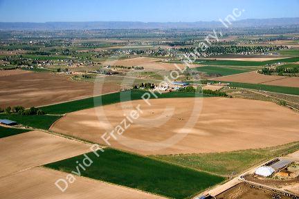 Aerial view of farmland in Canyon County, Idaho.