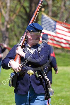 Union soldier in Civil war reenactment near Boise, Idaho.