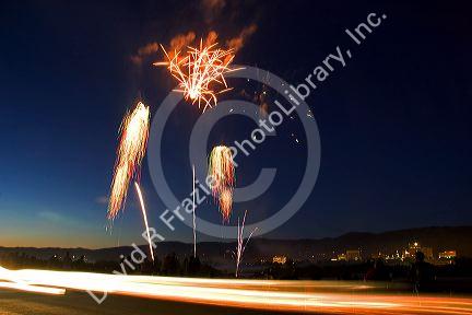 People watch a Fourth of July fireworks display in Boise, Idaho.