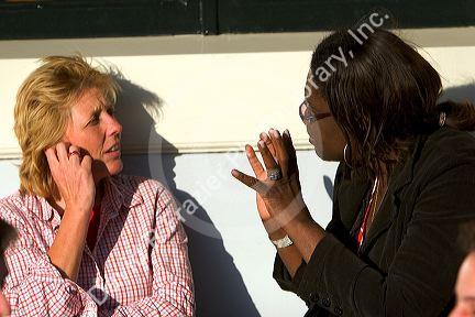 Women having a conversation in Amsterdam, Netherlands.
