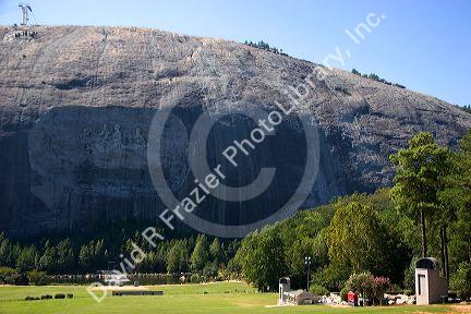 Carving of Stonewall Jackson, Robert E. Lee, and Jefferson Davis at Stone Mountain, Georgia.