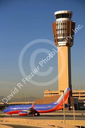 Control tower at the Phoenix Sky Harbor International Airport, Arizona.