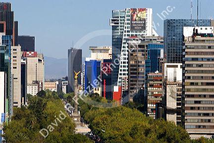 View of the Paseo de la Reforma in Mexico City, Mexico.