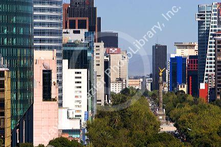 View of the Paseo de la Reforma in Mexico City, Mexico.
