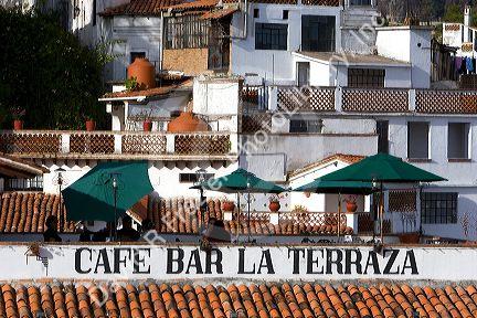 A rooftop cafe at Taxco in the State of Guerrero, Mexico.