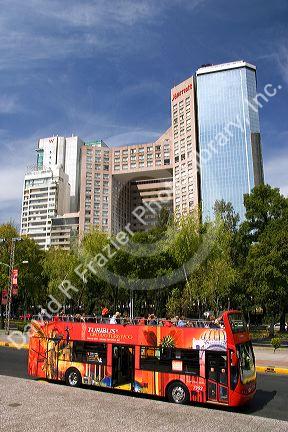 Turibus parked in front of the Marriott Hotel in Mexico City, Mexico.