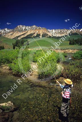 Fly fishing on the Big Wood River near Sun Valley, Idaho.