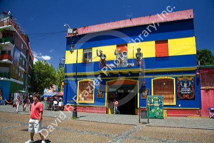 Colorful buildings on the Caminito in the La Boca barrio of Buenos Aires, Argentina.