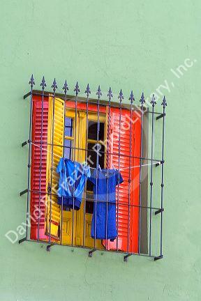 Colorful building in the La Boca barrio of Buenos Aires, Argentina.