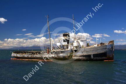 The tug boat Saint Christopher ran aground after engine trouble in the bay at Ushuaia on the island of Tierra del Fuego, Argentina.