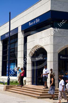 Exterior of the Bank of Chile in Renaca, Chile.