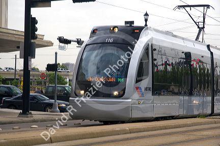 The METRORail Red Line light rail in Houston, Texas.