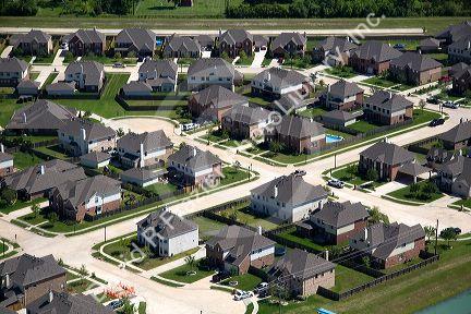 Aerial view of a suburban subdivision near Houston, Texas.
