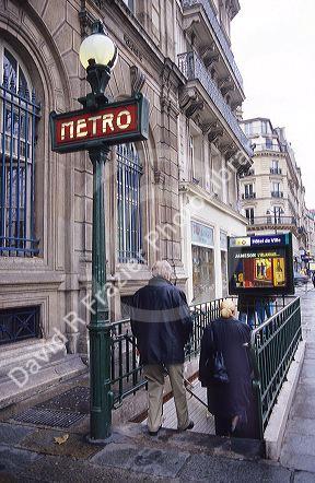 Entrance to Metro Station in Paris, France.