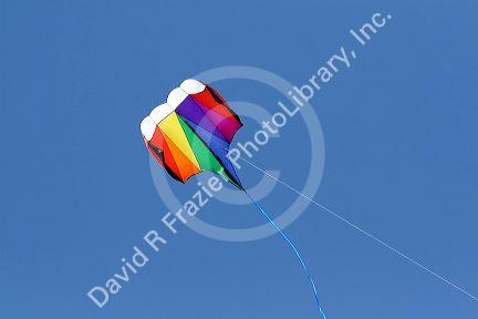Kite flying in a blue sky at Galveston, Texas.