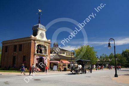 Sir John Bennett Sweet Shop and Clock in Greenfield Village at The Henry Ford in Dearborn, Michigan.