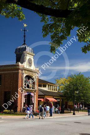 Sir John Bennett Sweet Shop and Clock in Greenfield Village at The Henry Ford in Dearborn, Michigan.