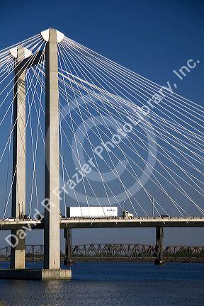 The Ed Hendler Bridge spans the Columbia River between Pasco and Kennewick in southeastern Washington.