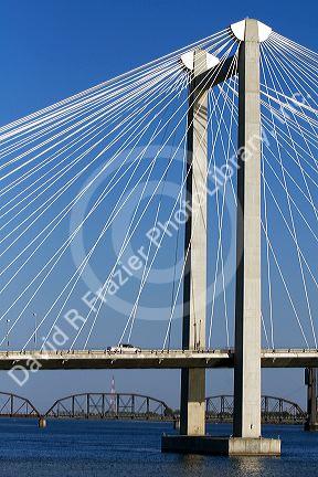The Ed Hendler Bridge spanning the Columbia River between Pasco and Kennewick, Washington.