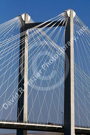 The Ed Hendler Bridge spanning the Columbia River between Pasco and Kennewick, Washington.