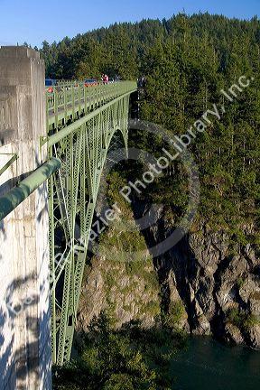 Deception Pass Bridge connecting Whidbey Island and Fidalgo Island in Island County, Washington.