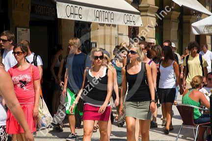 People walking in the city of Donostia-San Sebastian, Guipuzcoa, Basque Country, Northern Spain.