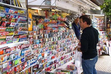 Newsstand in the city of Donostia-San Sebastian, Guipuzcoa, Basque Country, Northern Spain.