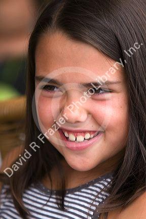 Portrait of a young spanish girl in the town of Lekeitio, Basque Country, Northern Spain. MR