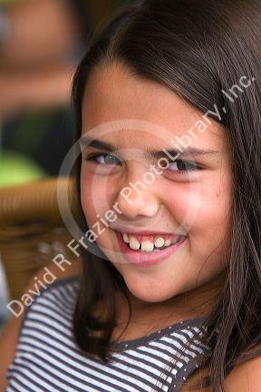 Portrait of a young spanish girl in the town of Lekeitio, Basque Country, Northern Spain. MR